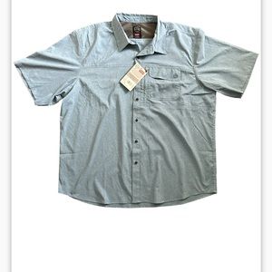 NWT New WRANGLER  Mens XXL ATG Button Front Utility Shirt Blue Short Sleeved $25